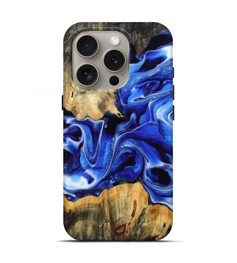 iPhone 16 Pro Wood Live Edge Phone Case - Kerry (Blue, 780476)