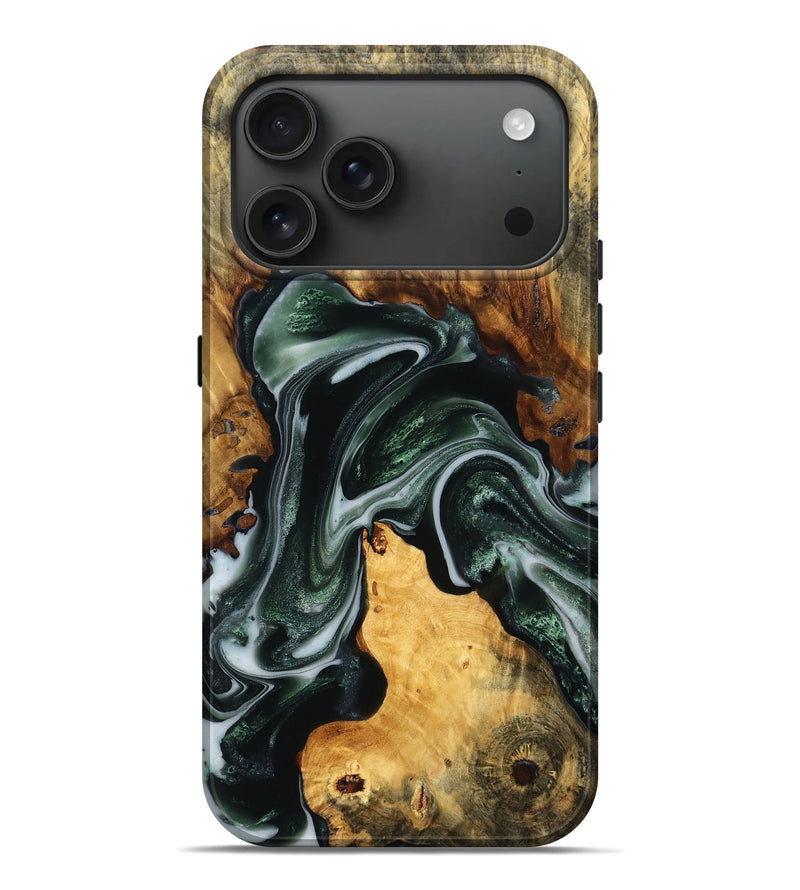 iPhone 17 Pro Max Wood Live Edge Phone Case - Hendrix (Green, 780478)