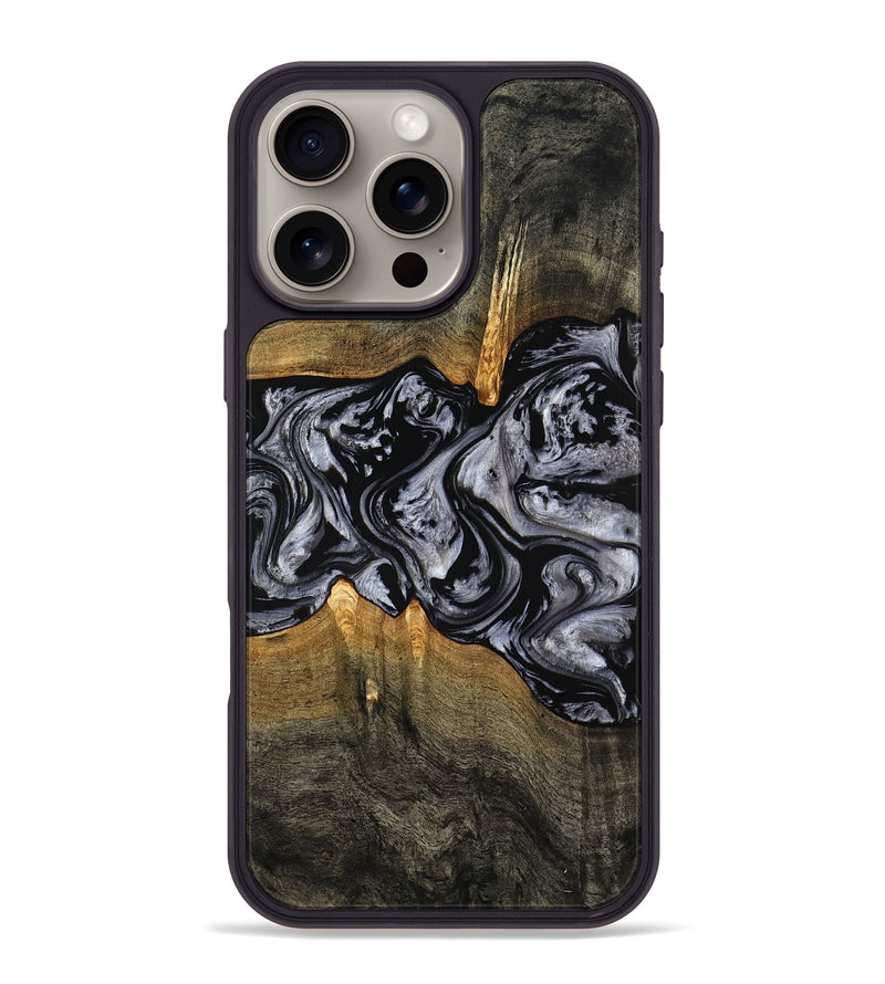 iPhone 16 Pro Max Wood Phone Case - Livia (Black & White, 780510)