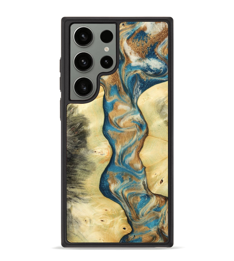 Galaxy S23 Ultra Wood Phone Case - Alissa (Teal & Gold, 780733)