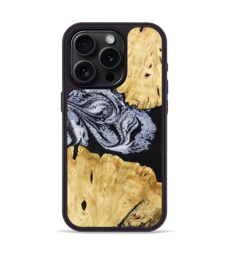iPhone 15 Pro Wood Phone Case - Sherman (Black & White, 780968)
