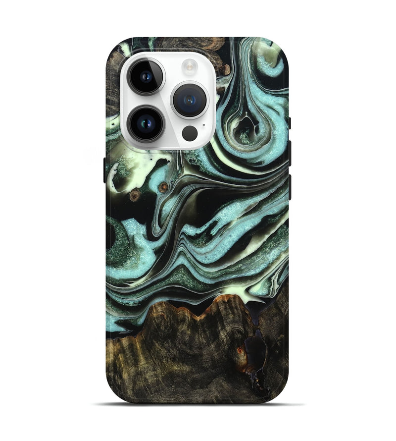 iPhone 15 Pro Wood Live Edge Phone Case - Reece (Green, 781002)
