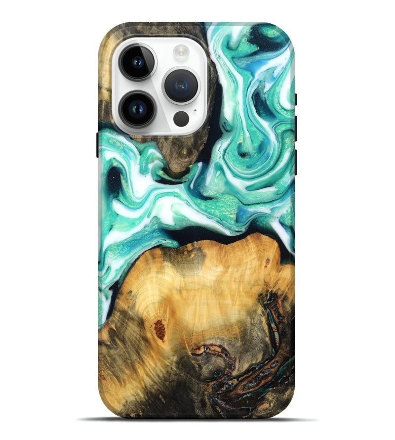 iPhone 15 Pro Max Wood Live Edge Phone Case - Marques (Green, 781004)