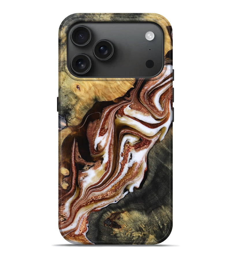 iPhone 17 Pro Max Wood Live Edge Phone Case - Kanisha (Black & White, 781012)