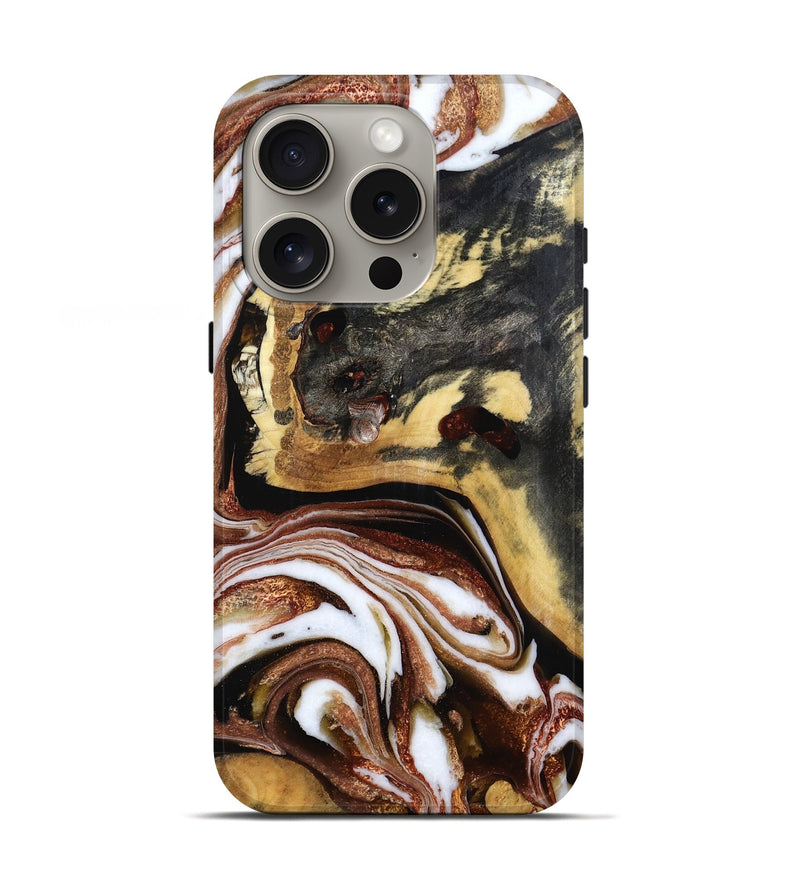 iPhone 16 Pro Wood Live Edge Phone Case - Joanna (Black & White, 781017)