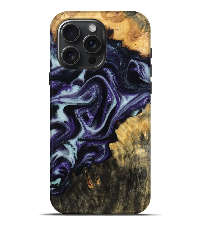 iPhone 16 Pro Max Wood Live Edge Phone Case - Hal (Purple, 781019)