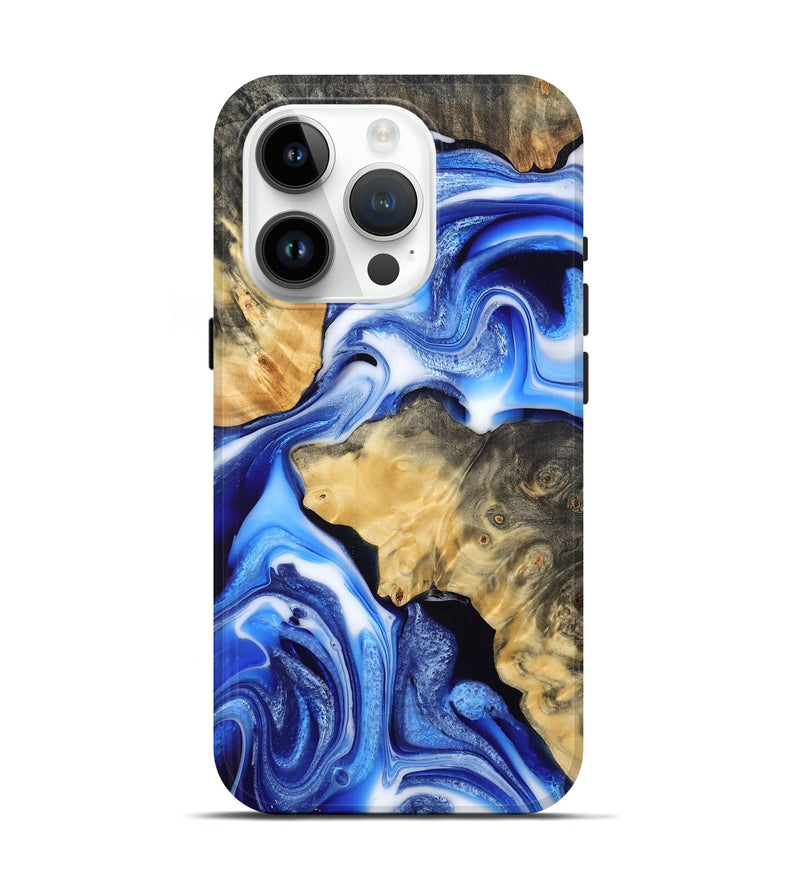 iPhone 15 Pro Wood Live Edge Phone Case - Lizeth (Blue, 781021)