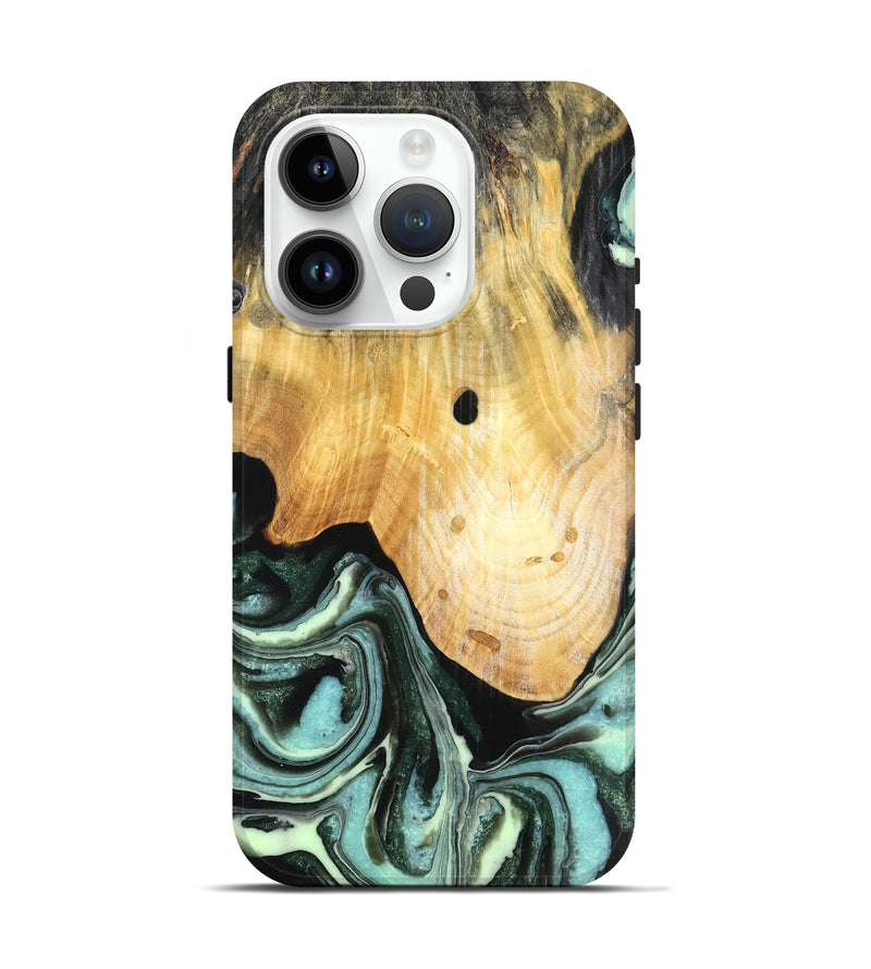 iPhone 15 Pro Wood Live Edge Phone Case - Curtis (Green, 781025)