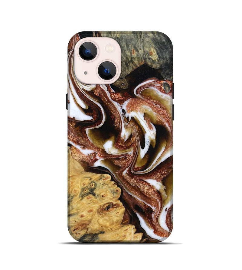 iPhone 13 mini Wood Live Edge Phone Case - Blanche (Black & White, 781027)