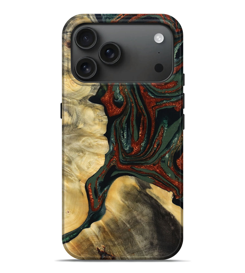 iPhone 17 Pro Max Wood Live Edge Phone Case - Reuben (Green, 781028)