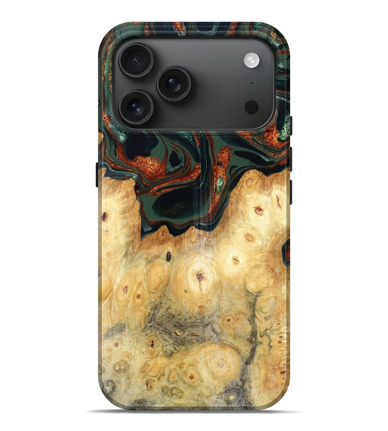 iPhone 17 Pro Max Wood Live Edge Phone Case - Boone (Green, 781035)