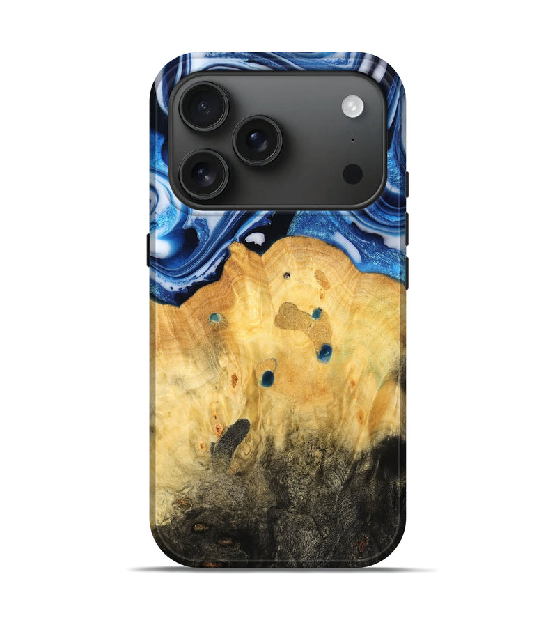 iPhone 17 Pro Wood Live Edge Phone Case - Joselin (Blue, 781232)