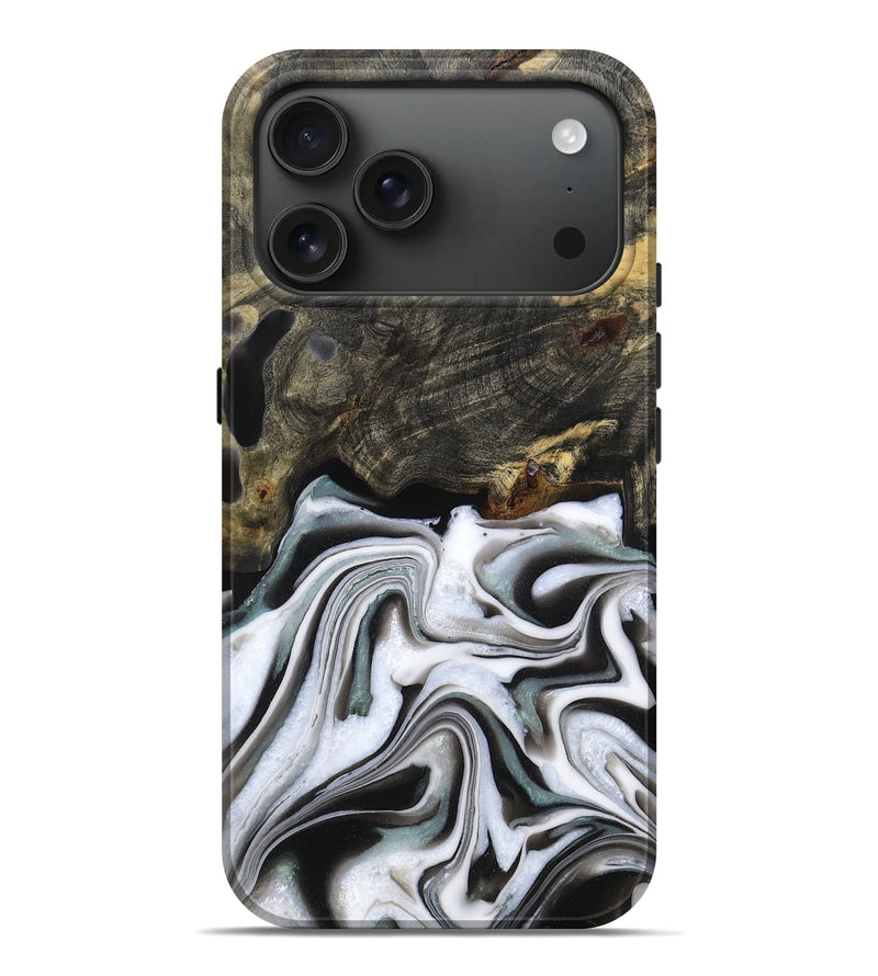 iPhone 17 Pro Max Wood Live Edge Phone Case - Stephen (Black & White, 781236)