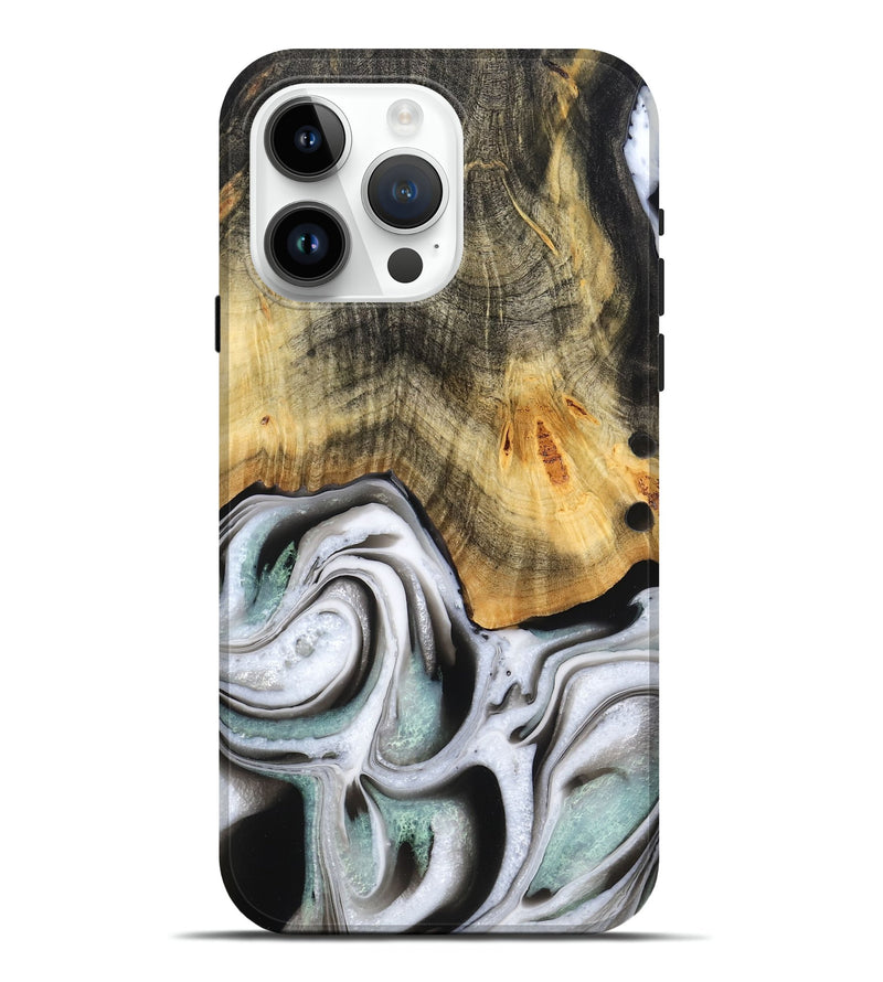 iPhone 15 Pro Max Wood Live Edge Phone Case - Eli (Black & White, 781237)