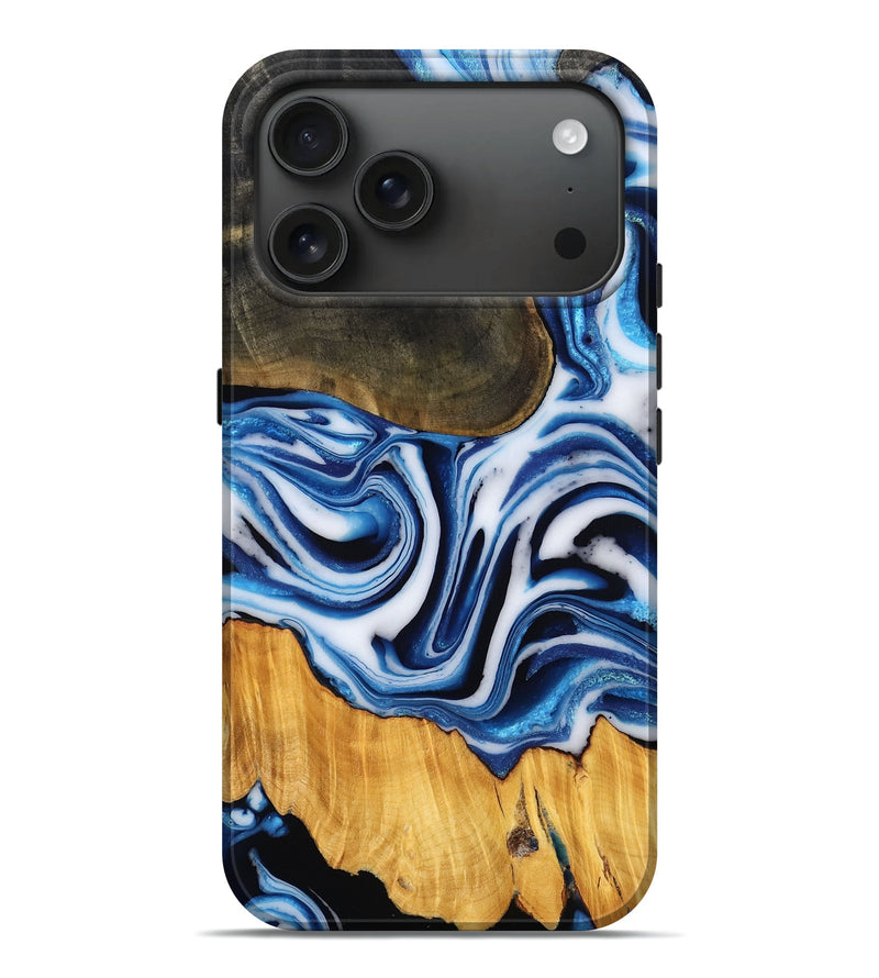 iPhone 17 Pro Max Wood Live Edge Phone Case - Alford (Blue, 781251)