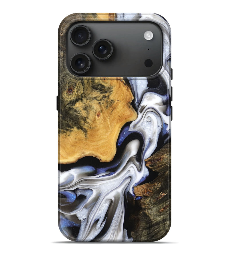 iPhone 17 Pro Max Wood Live Edge Phone Case - Fatima (Black & White, 781256)