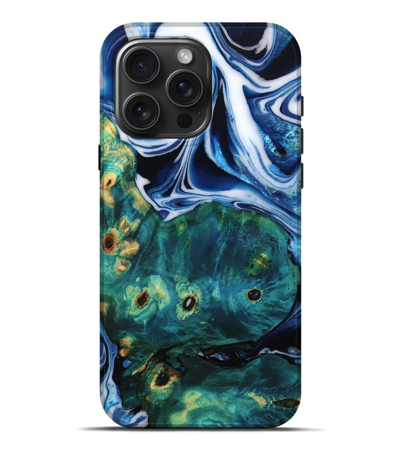 iPhone 16 Pro Max Wood Live Edge Phone Case - Jiraiya (Blue, 781264)