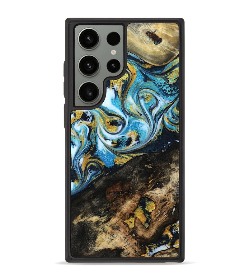 Galaxy S23 Ultra Wood Phone Case - Henley (Teal & Gold, 781332)