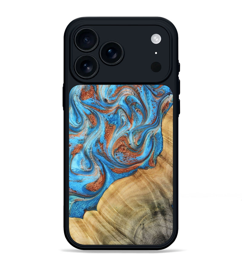 iPhone 17 Pro Max Wood Phone Case - Una (Teal & Gold, 781335)