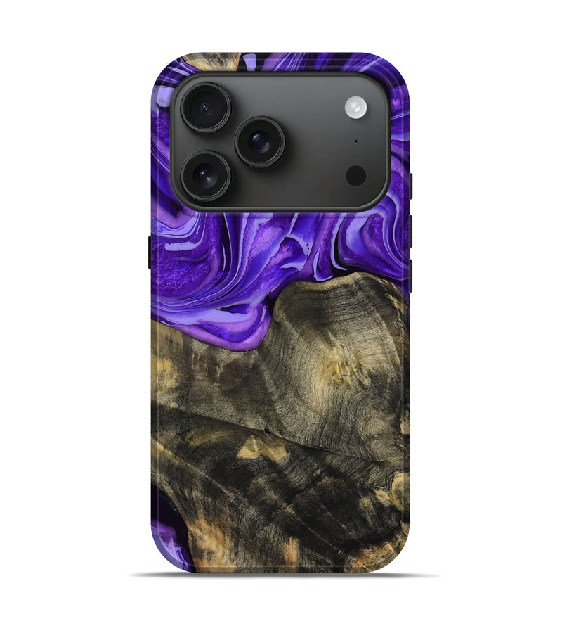 iPhone 17 Pro Wood Live Edge Phone Case - Iris (Purple, 781440)