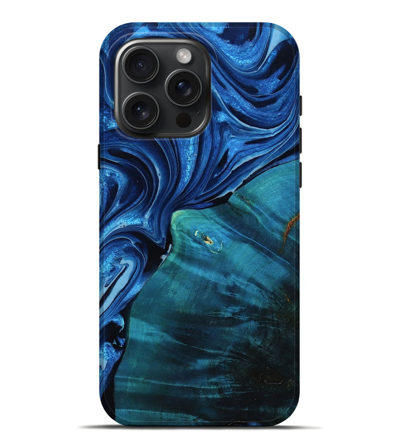 iPhone 16 Pro Max Wood Live Edge Phone Case - Cory (Blue, 781464)