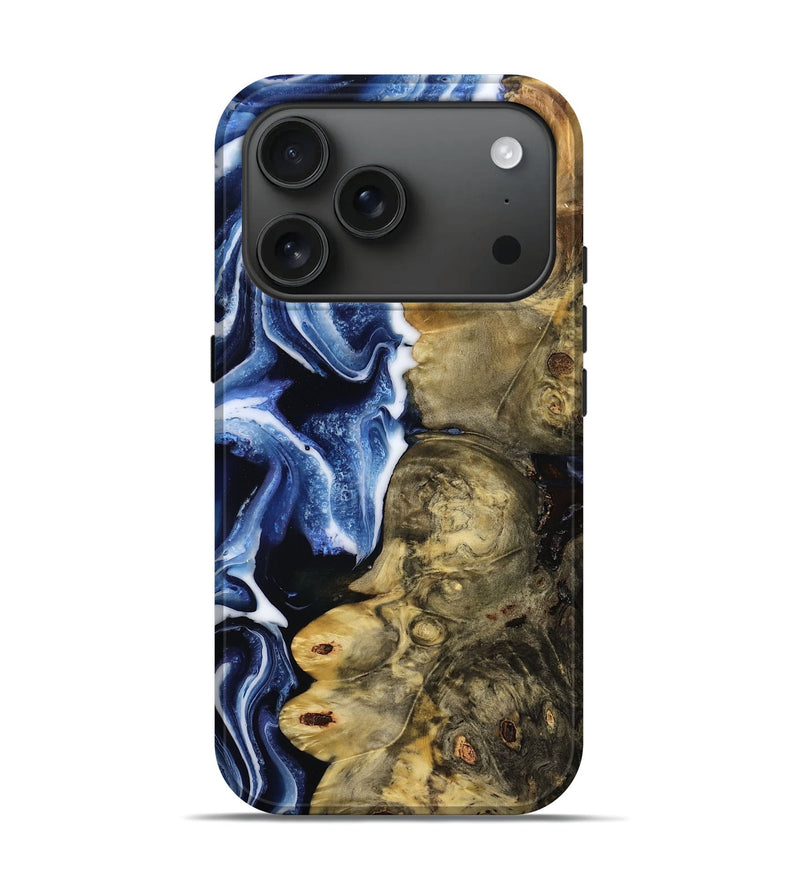 iPhone 17 Pro Wood Live Edge Phone Case - Hellen (Blue, 781467)