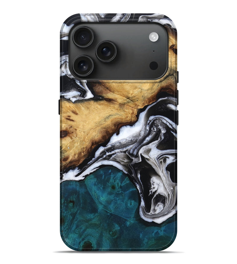 iPhone 17 Pro Max Wood Live Edge Phone Case - Lacy (Black & White, 781469)