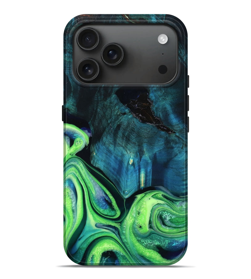 iPhone 17 Pro Max Wood Live Edge Phone Case - Margret (Green, 781479)