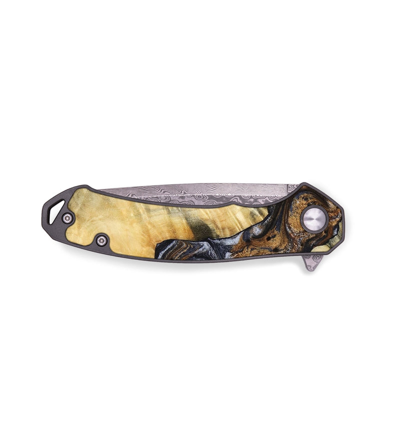 EDC Wood Pocket Knife - Jerold (Teal & Gold, 781632)