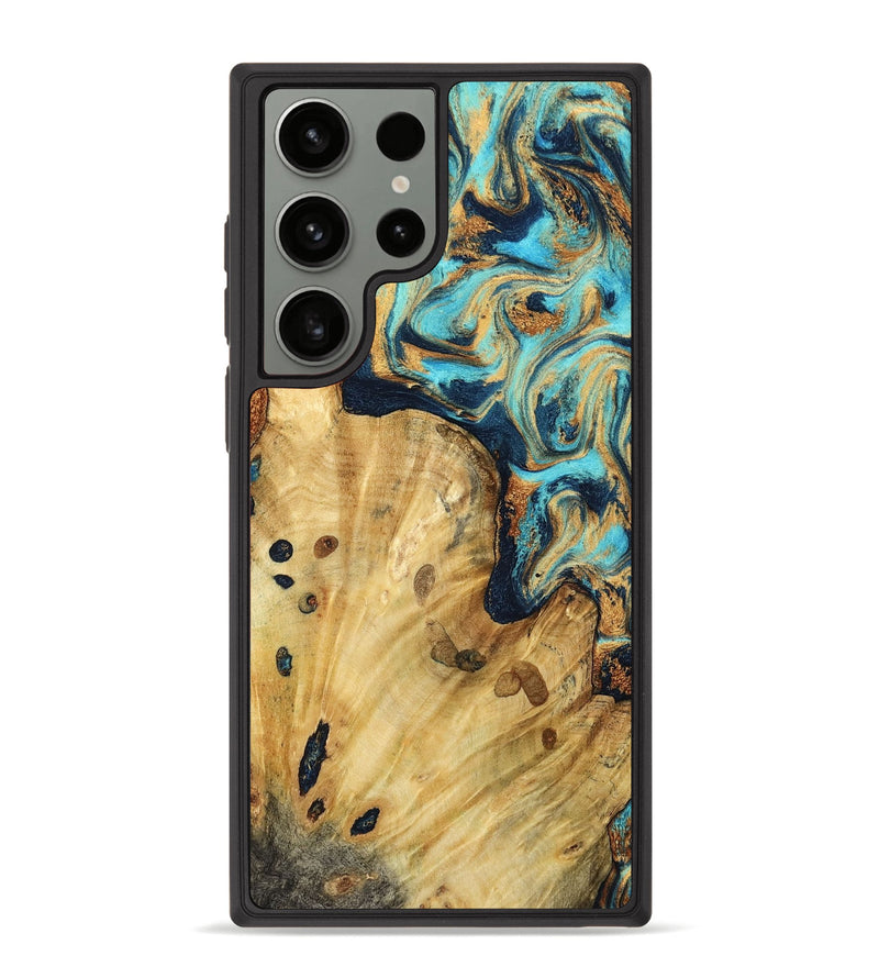 Galaxy S23 Ultra Wood Phone Case - Jose (Teal & Gold, 781676)