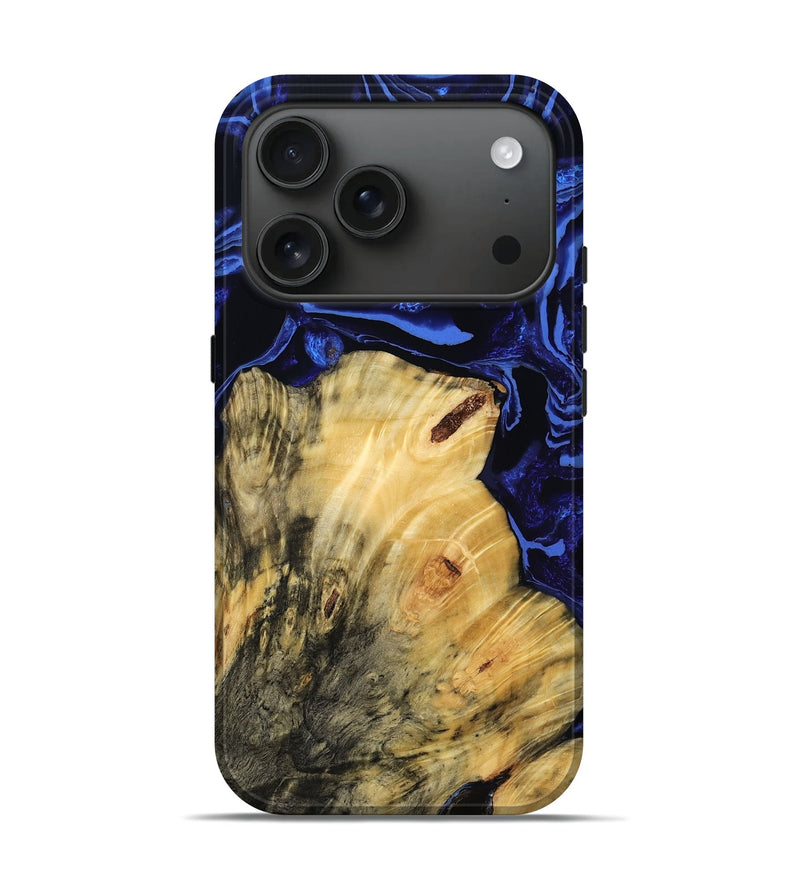 iPhone 17 Pro Wood Live Edge Phone Case - Alysha (Blue, 781992)
