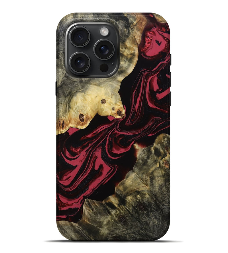 iPhone 16 Pro Max Wood Live Edge Phone Case - Frida (Red, 781998)