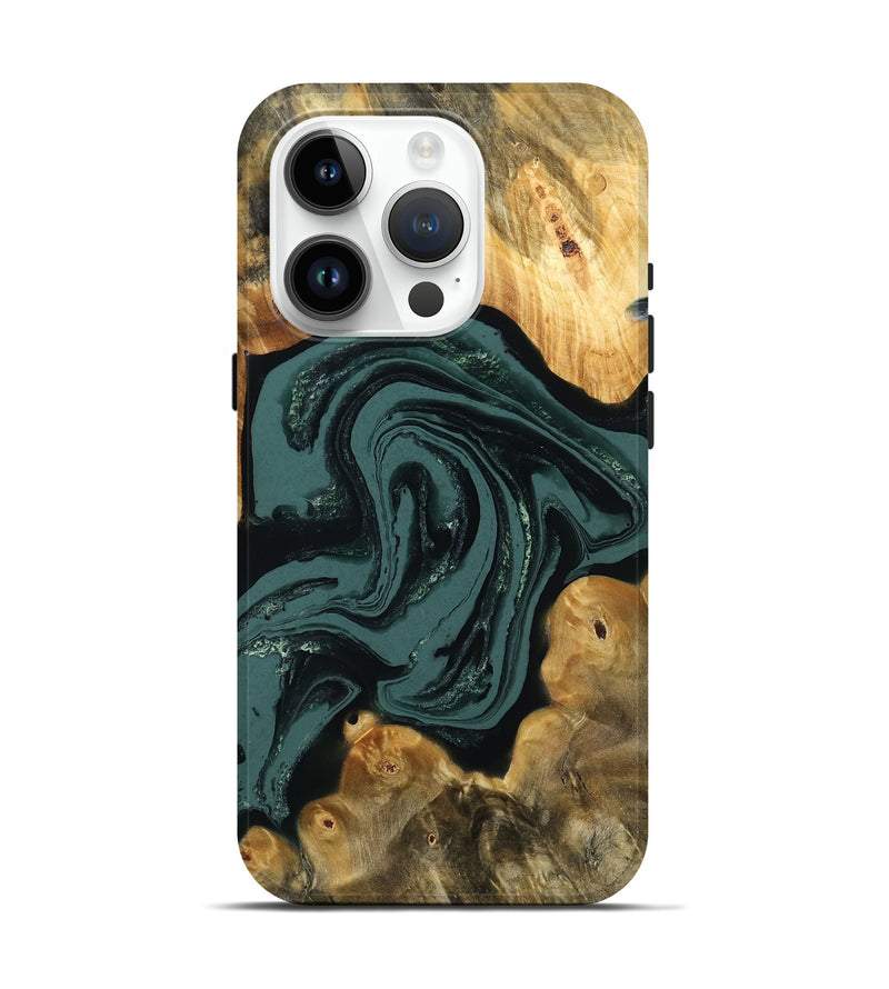 iPhone 15 Pro Wood Live Edge Phone Case - Joanne (Green, 782000)