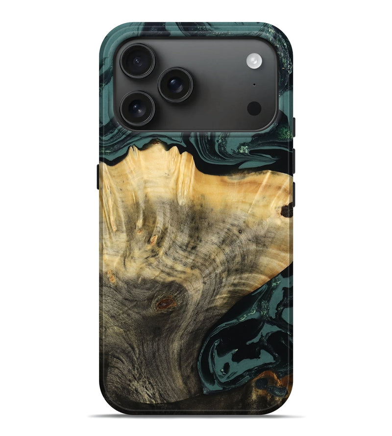 iPhone 17 Pro Max Wood Live Edge Phone Case - Louise (Green, 782002)