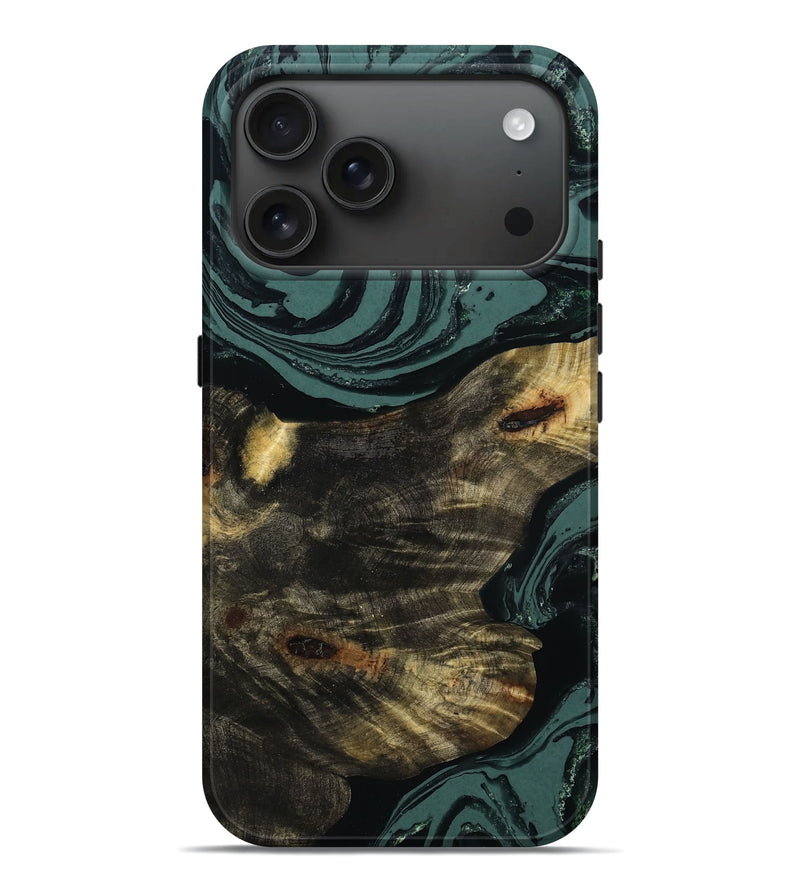 iPhone 17 Pro Max Wood Live Edge Phone Case - Lulu (Green, 782004)