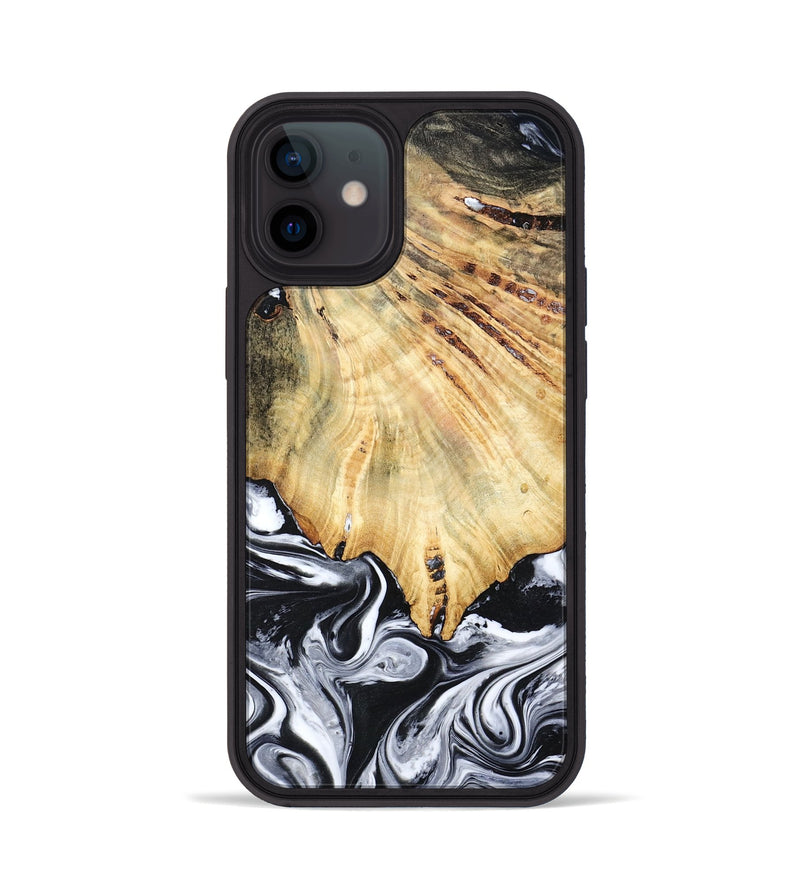 iPhone 12 Wood Phone Case - Jemma (Black & White, 782289)