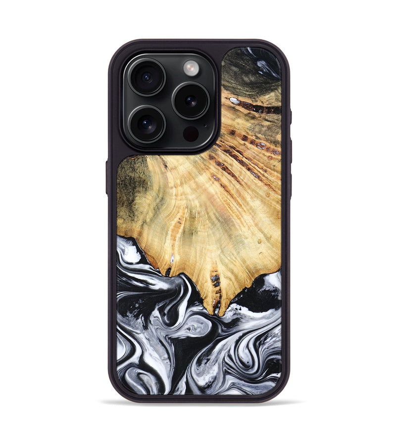 iPhone 15 Pro Wood Phone Case - Jemma (Black & White, 782289)