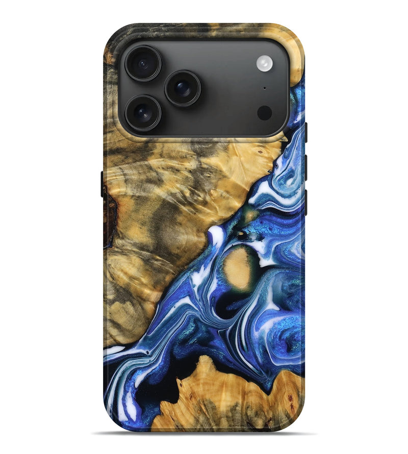 iPhone 17 Pro Max Wood Live Edge Phone Case - Lee (Blue, 782465)