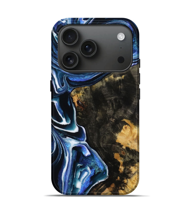 iPhone 17 Pro Wood Live Edge Phone Case - Rosie (Blue, 782466)