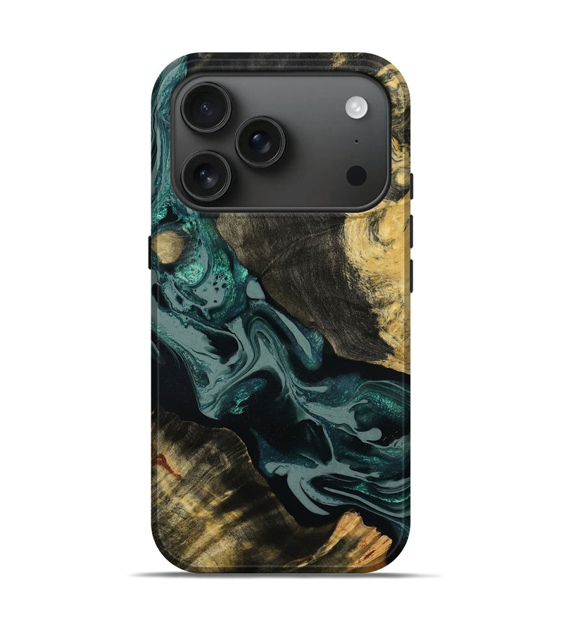 iPhone 17 Pro Wood Live Edge Phone Case - Ivan (Green, 782467)