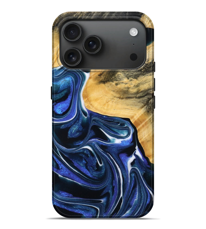 iPhone 17 Pro Max Wood Live Edge Phone Case - Paloma (Blue, 782470)