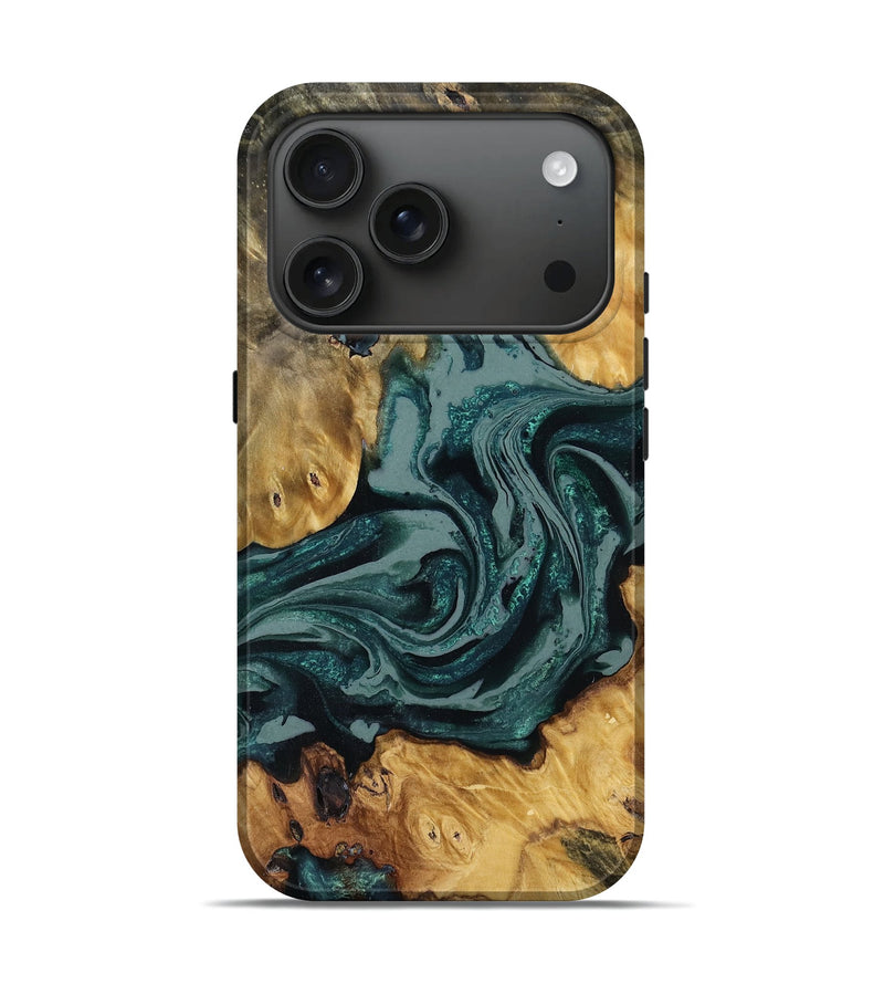 iPhone 17 Pro Wood Live Edge Phone Case - Ryann (Green, 782473)