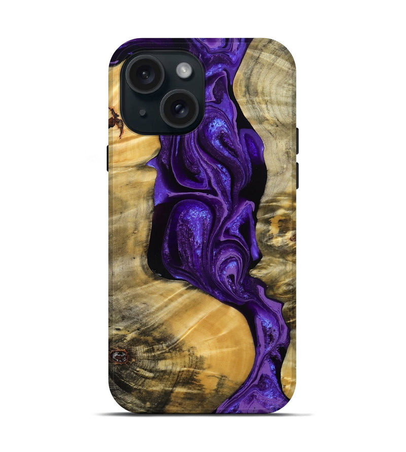 iPhone 15 Wood Live Edge Phone Case - Marni (Purple, 782482)
