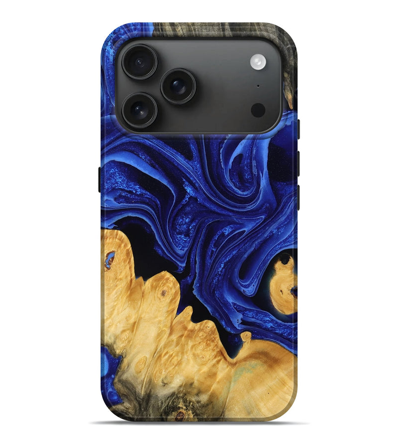 iPhone 17 Pro Max Wood Live Edge Phone Case - Deana (Blue, 782863)