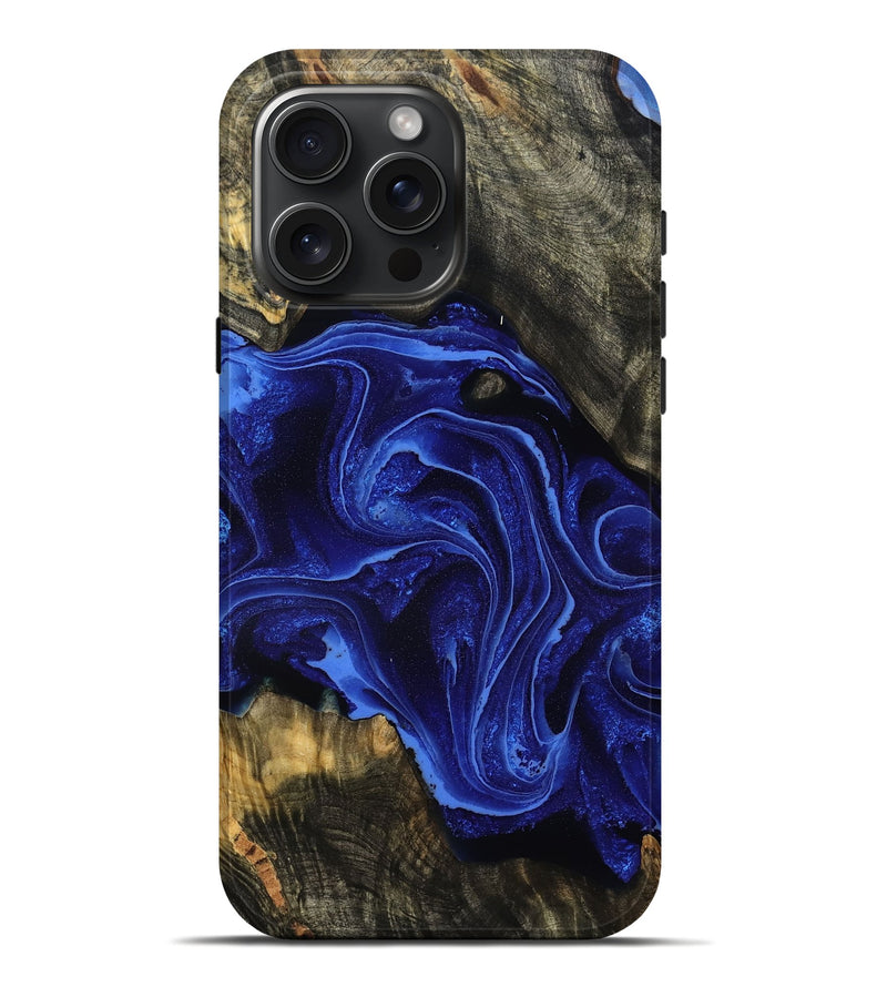 iPhone 16 Pro Max Wood Live Edge Phone Case - Warner (Blue, 782867)