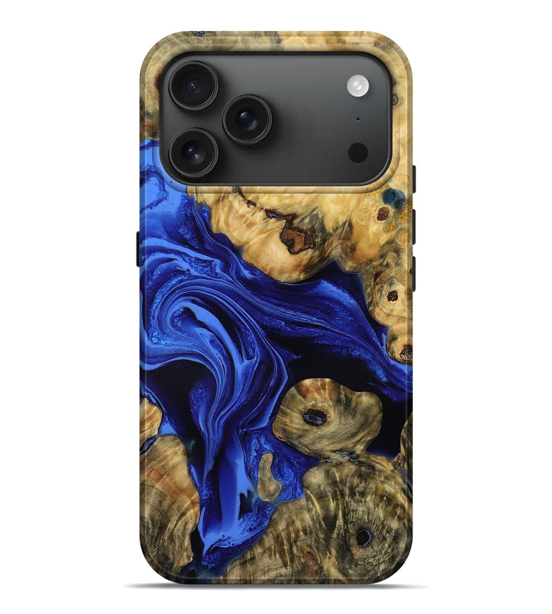 iPhone 17 Pro Max Wood Live Edge Phone Case - Katie (Blue, 782868)
