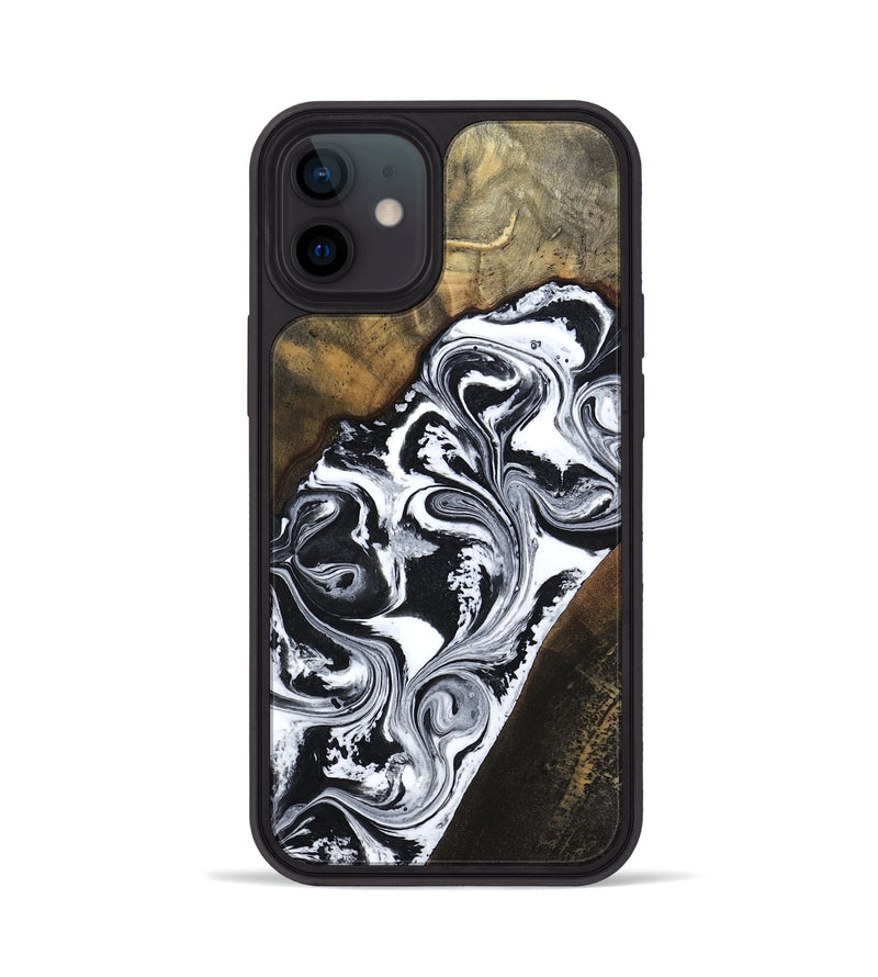 iPhone 12 Wood Phone Case - Savana (Black & White, 783383)