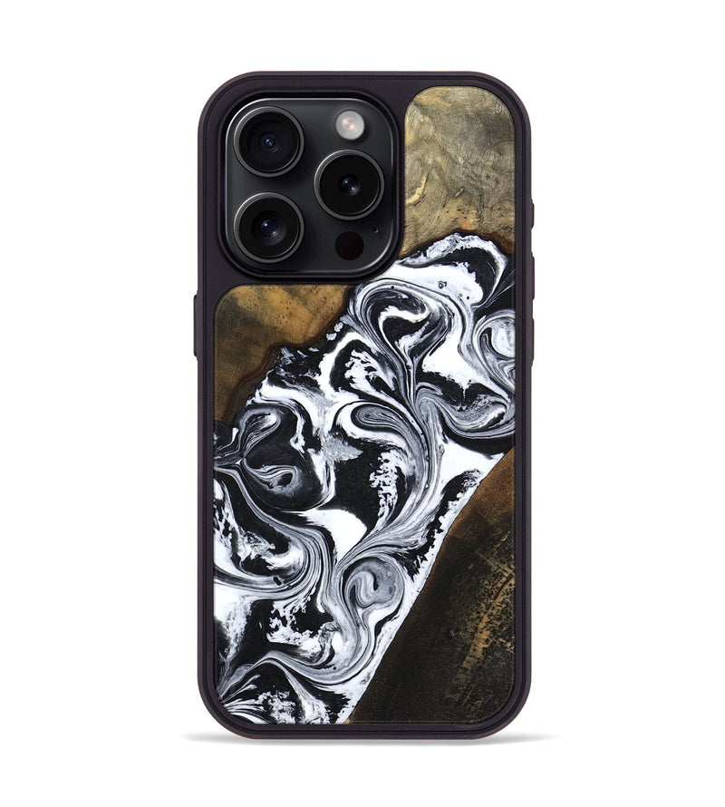 iPhone 15 Pro Wood Phone Case - Savana (Black & White, 783383)