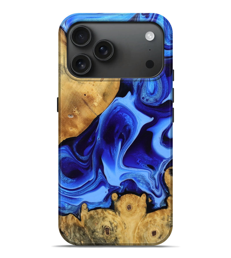 iPhone 17 Pro Max Wood Live Edge Phone Case - Vivien (Blue, 783922)