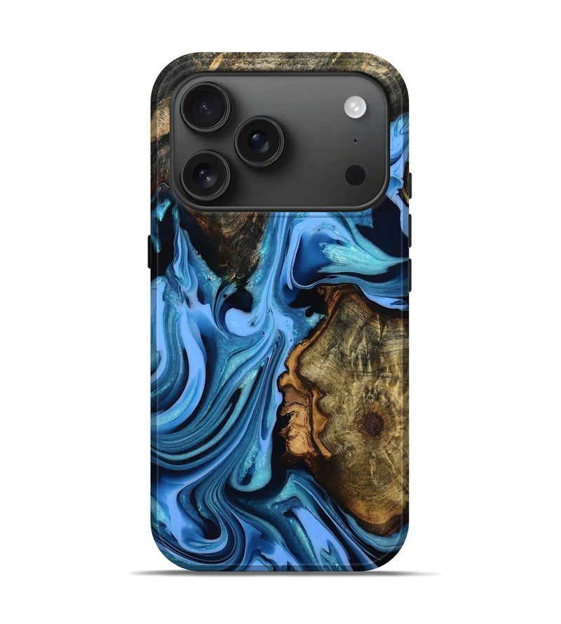 iPhone 17 Pro Wood Live Edge Phone Case - Luanne (Blue, 783927)